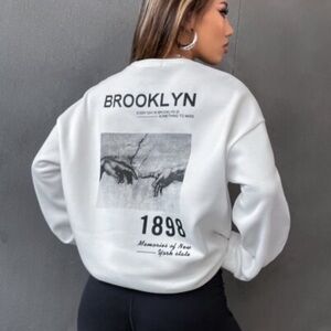 NWOT Brooklyn Graphic White Sweatshirt